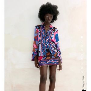 Flowy printed shirt and Dart skirt